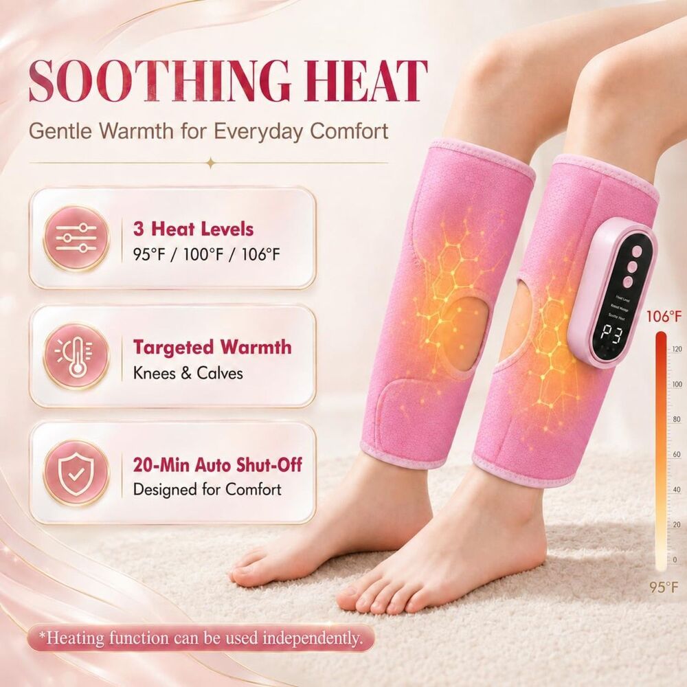 Pink Cordless Calf Massager w/ Heat & Air Compression Pair